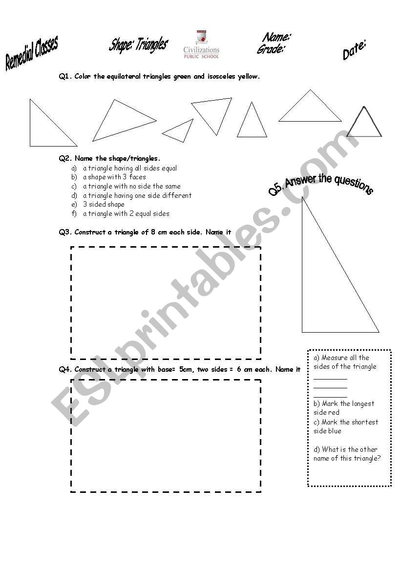 TRIANGLES worksheet