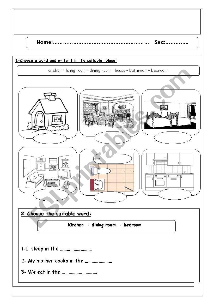 rooms of the house worksheet