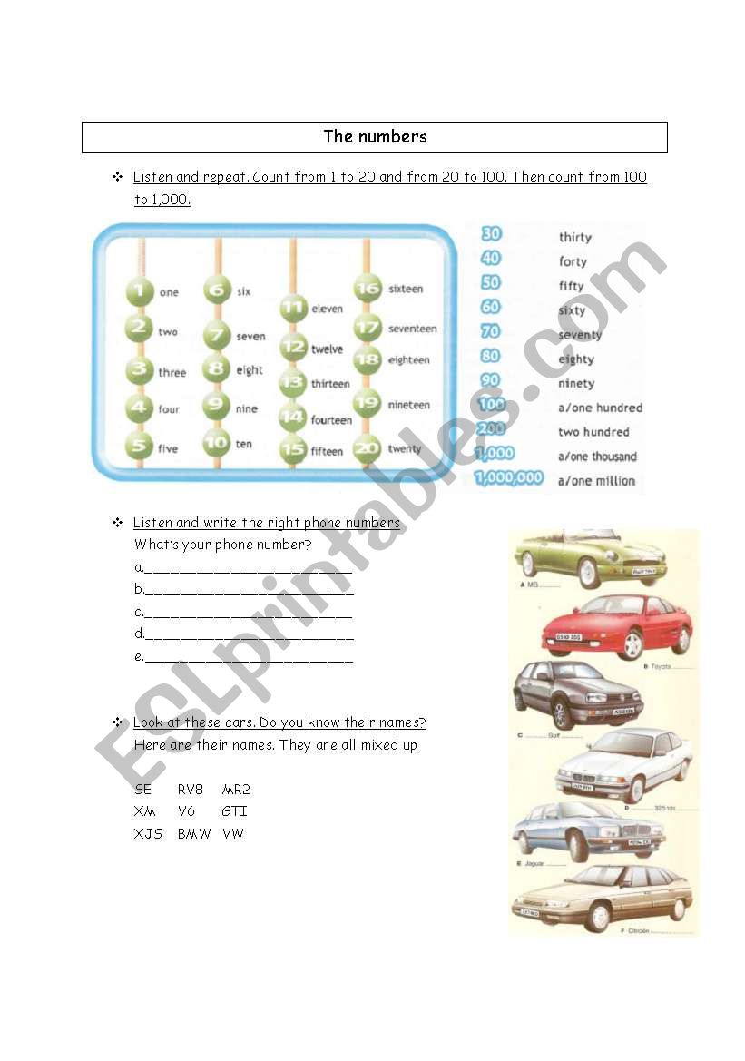 Alphabet/numbers worksheet