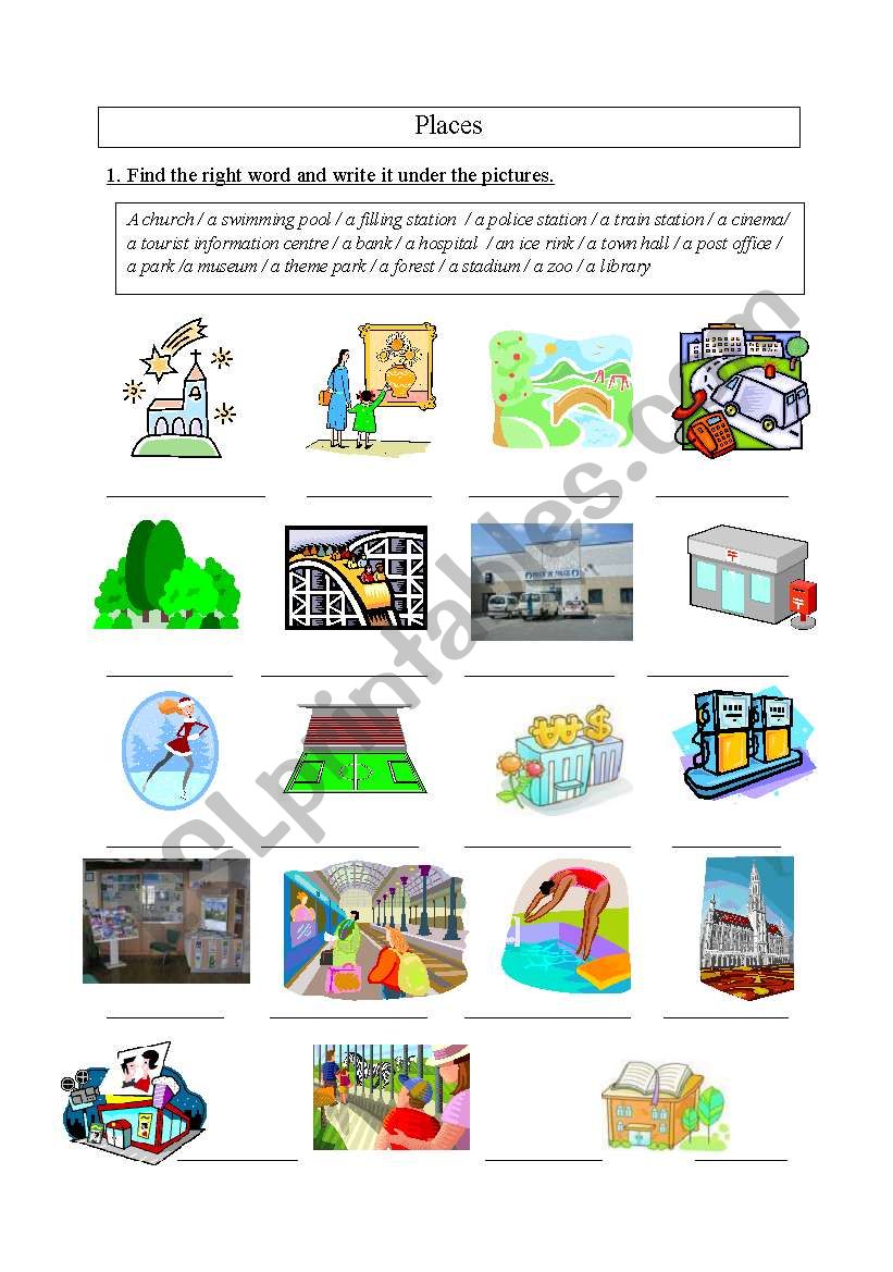 Places worksheet