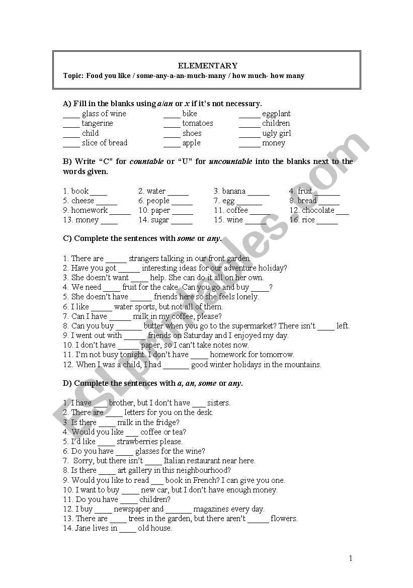 countable-uncountable nouns worksheet