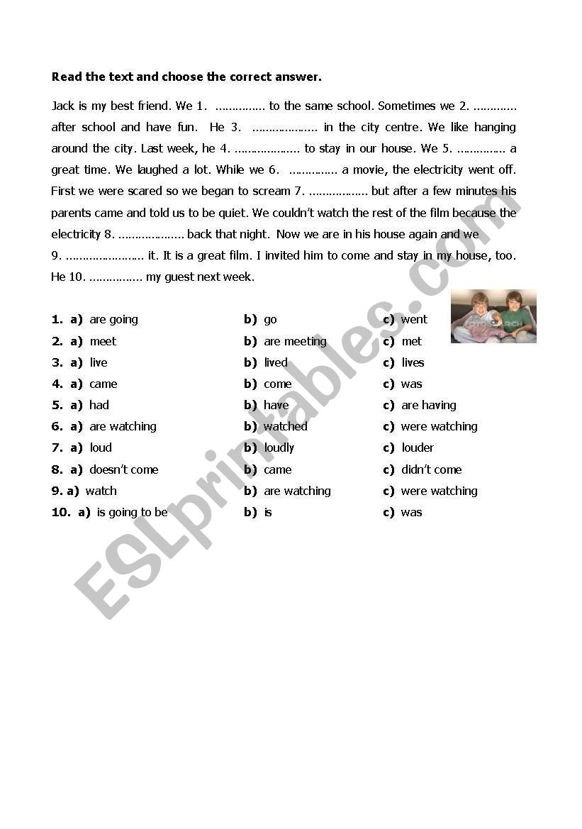 Mixed Tenses in context worksheet