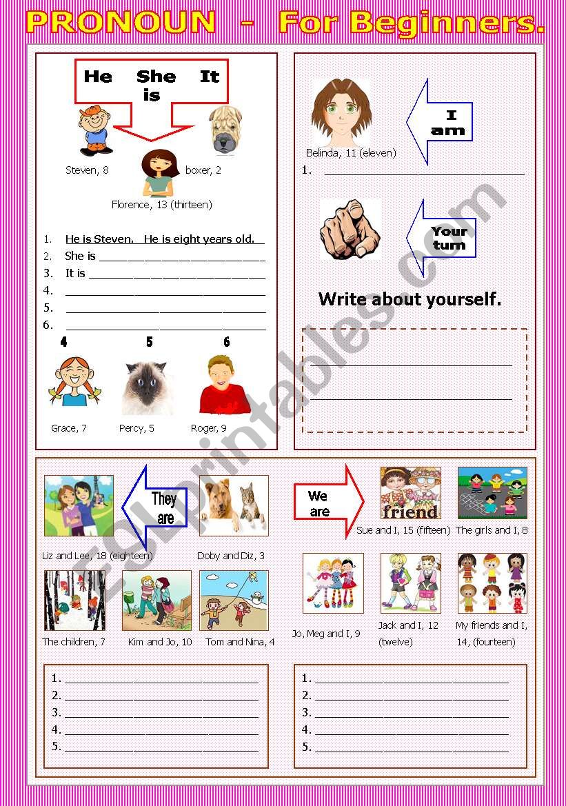 Pronoun for beginners worksheet