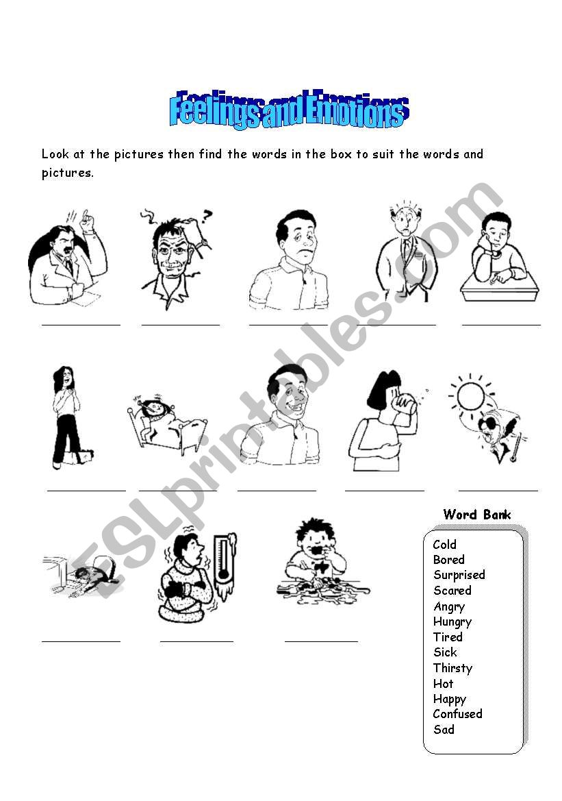 Feelings and Emotions worksheet