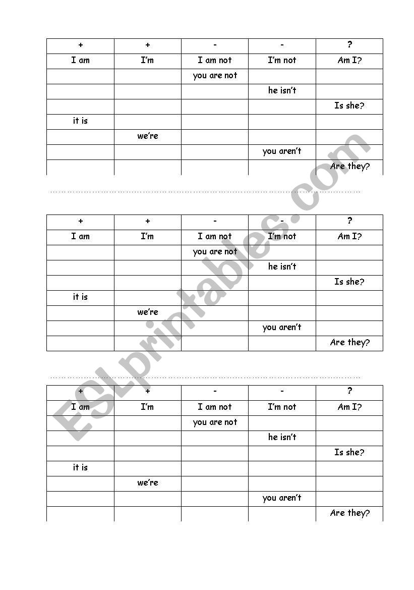to be worksheet