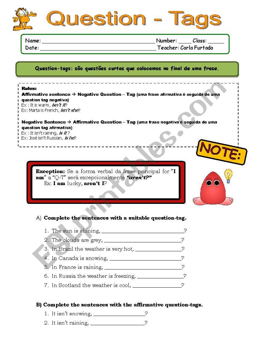 Question-tags worksheet