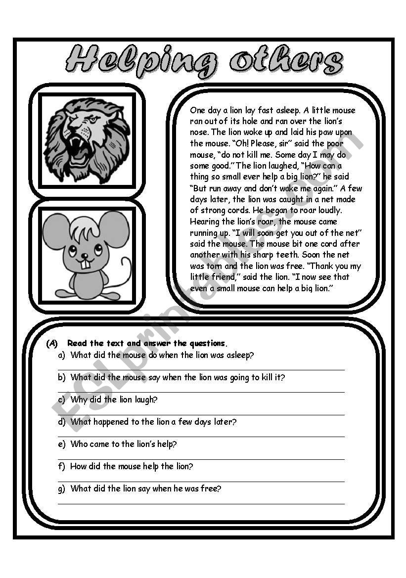 Helping Others (2 Pages) worksheet