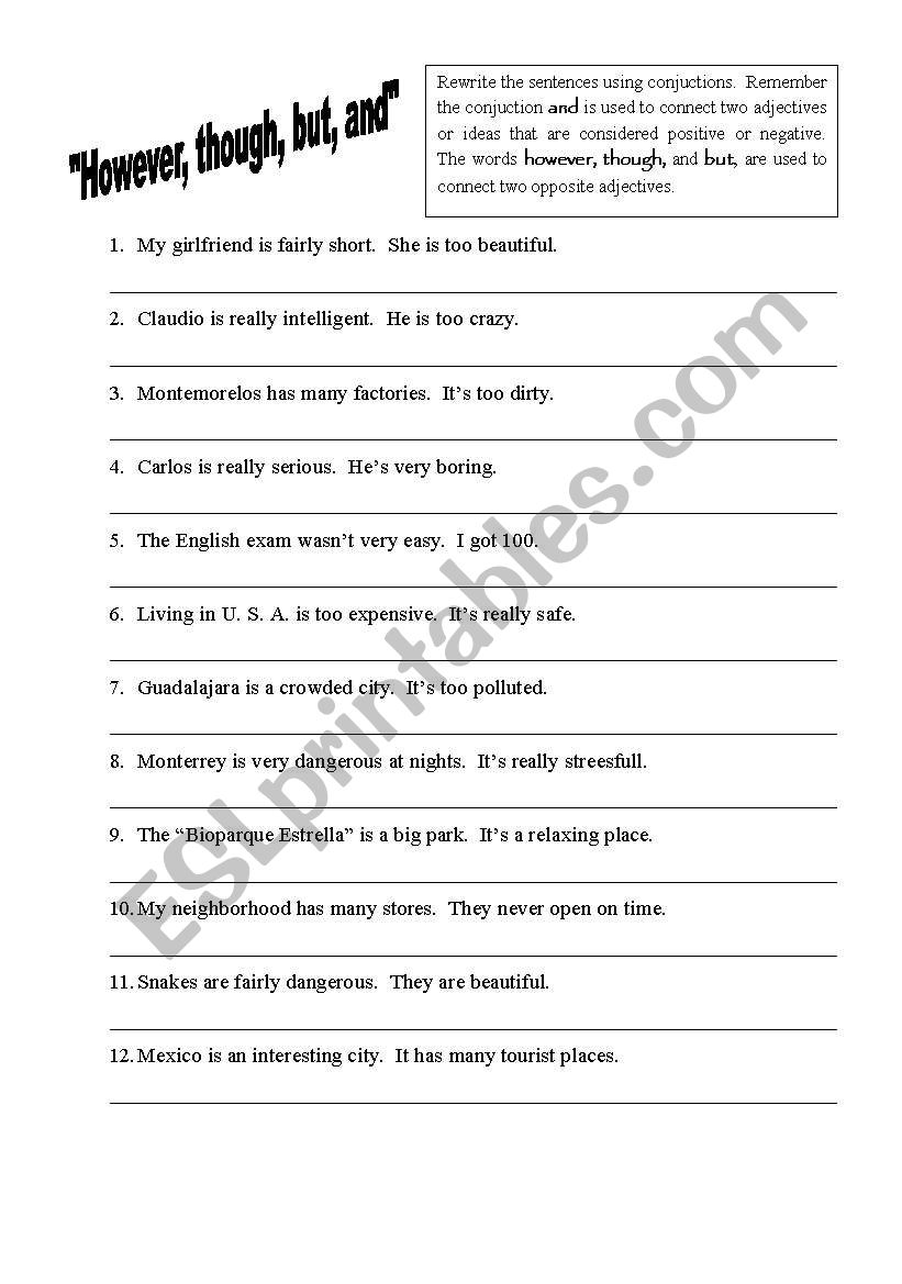 CONJUCTIONS worksheet