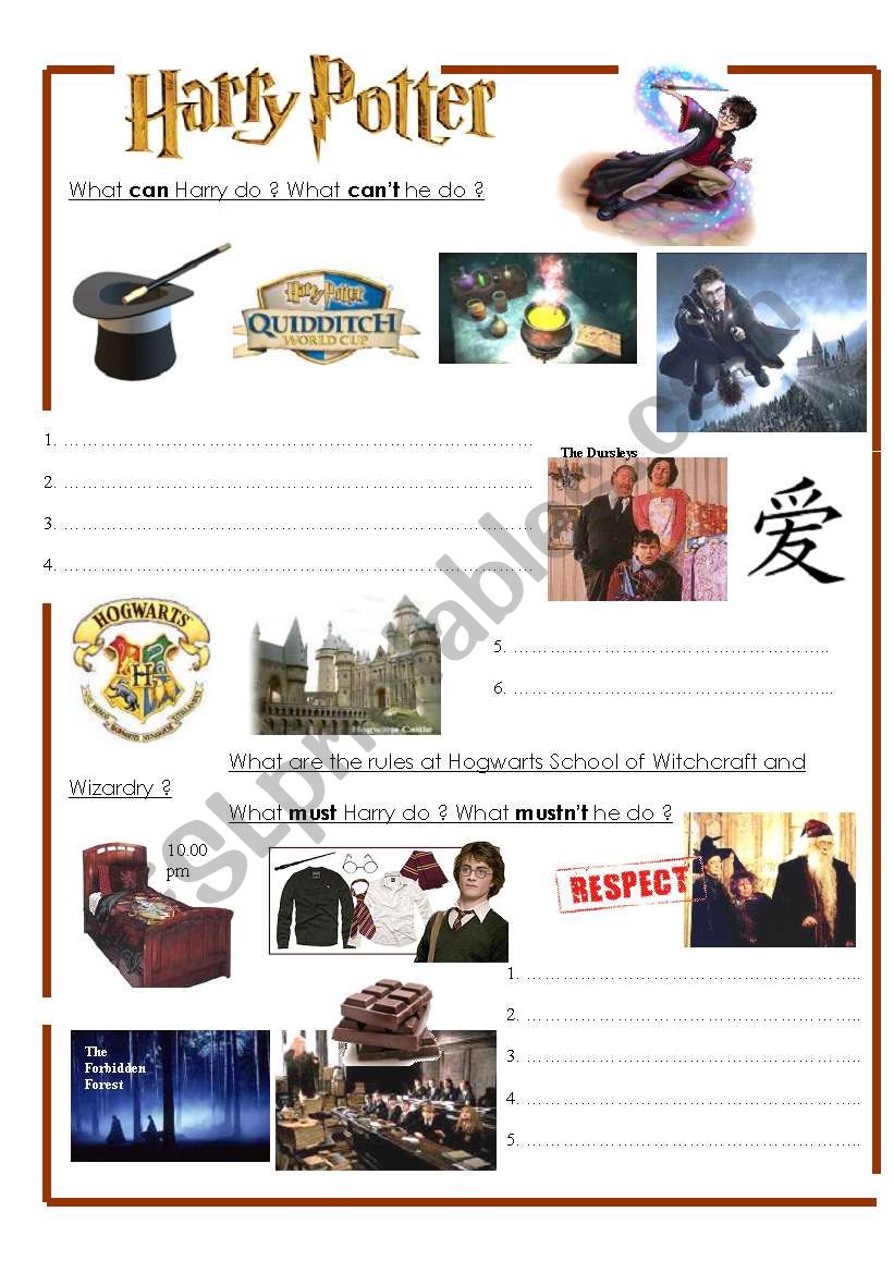 HARRY POTTER worksheet