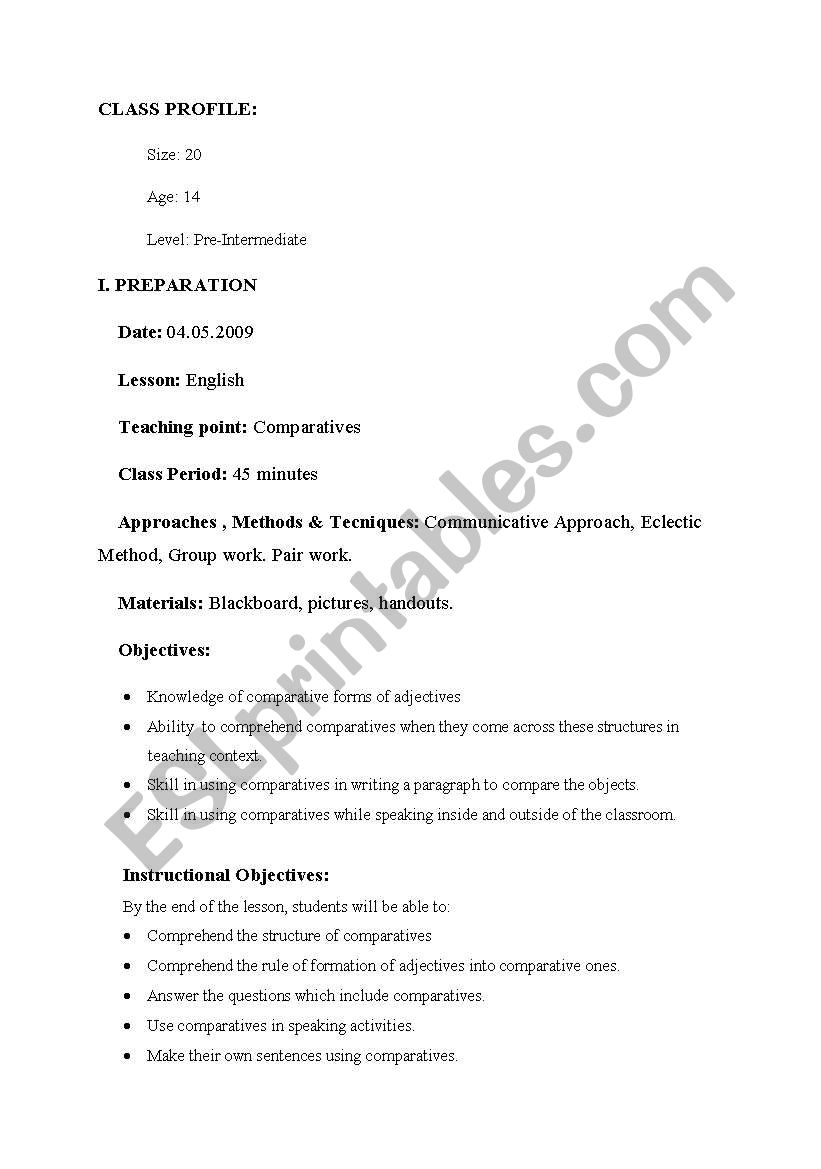 comparatives worksheet