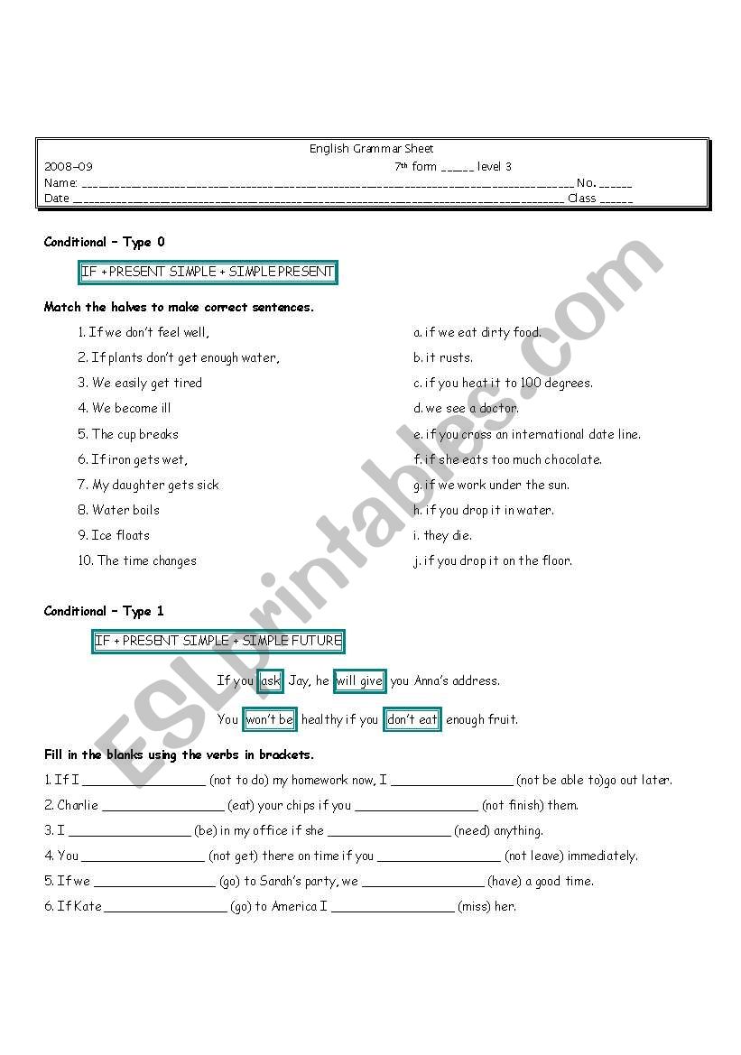 if clauses worksheet