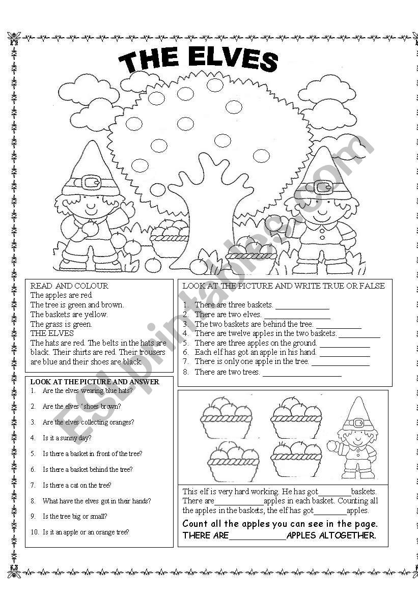 the elves worksheet