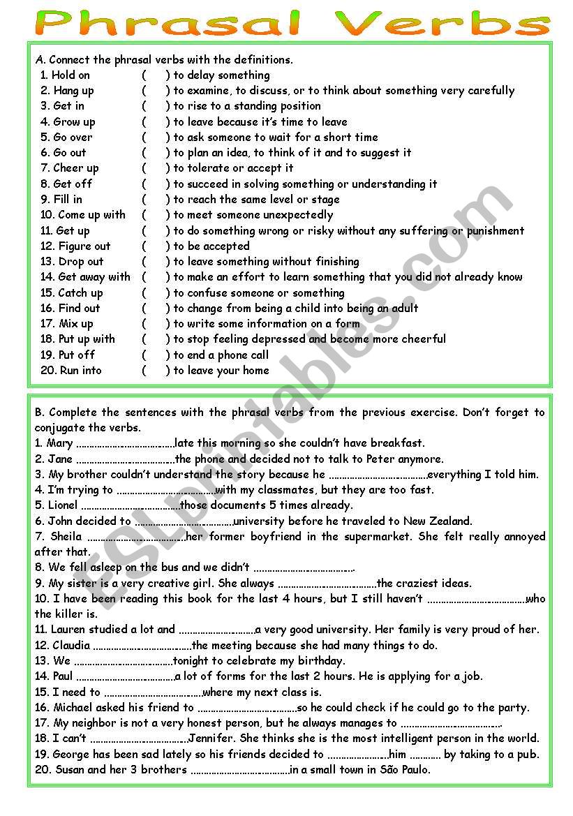 Phrasal Verbs worksheet