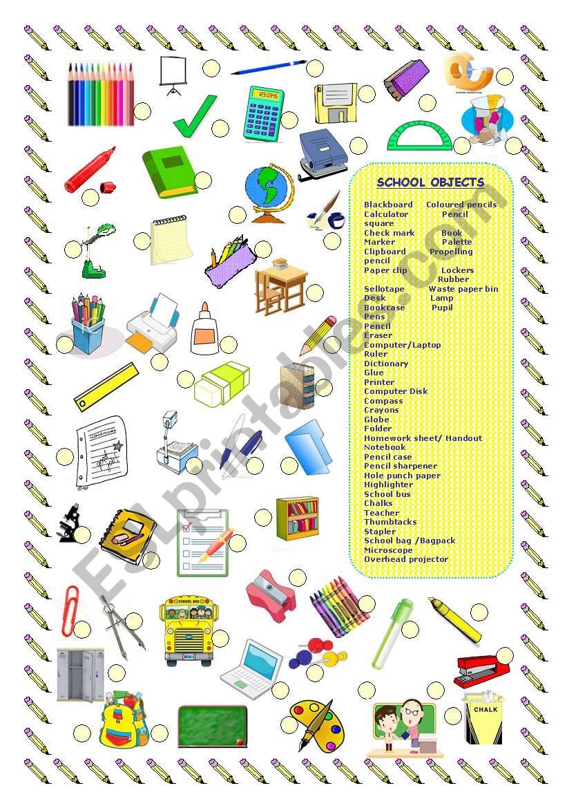 SCHOOL OBJECTS/SUPPLIES worksheet