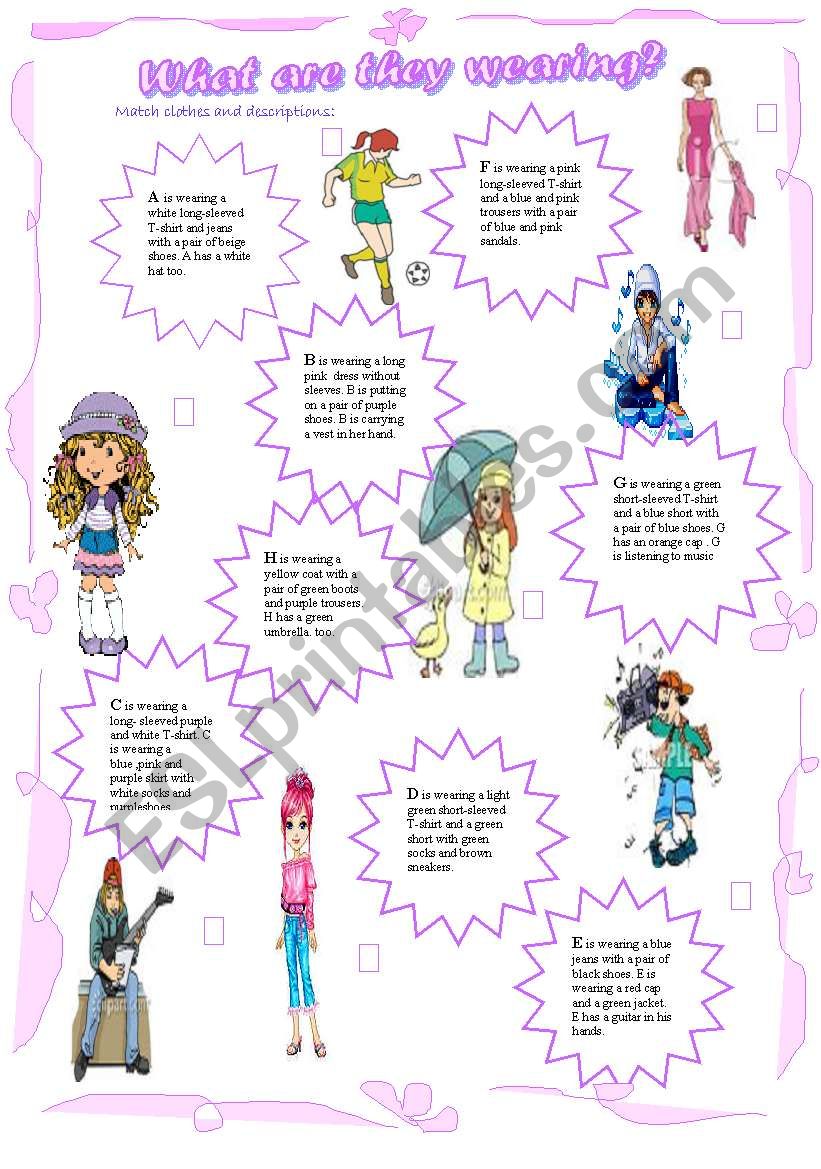 What are they wearing? worksheet