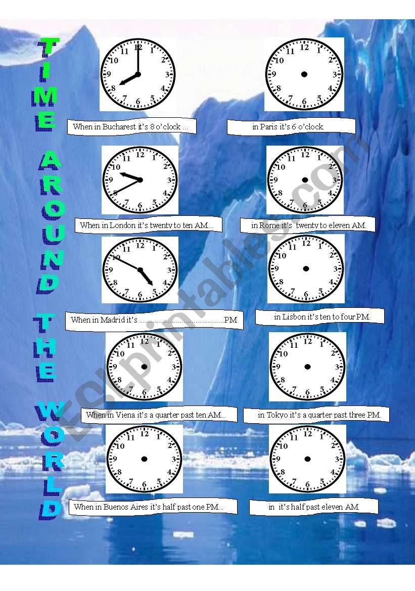 TIME AROUND THE WORLD worksheet