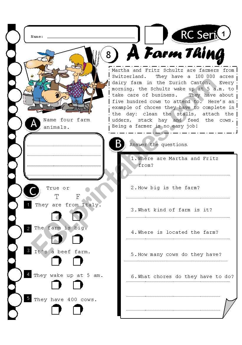 RC Series 08 - A Farm Thing (Fully Editable + Answer key)