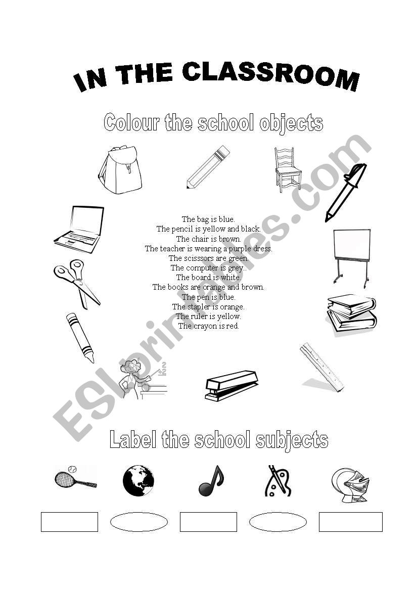 Classroom objects and subjects