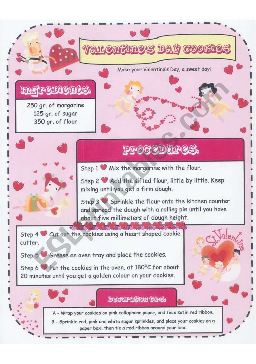 ValentineÂ´s Day Cookies worksheet