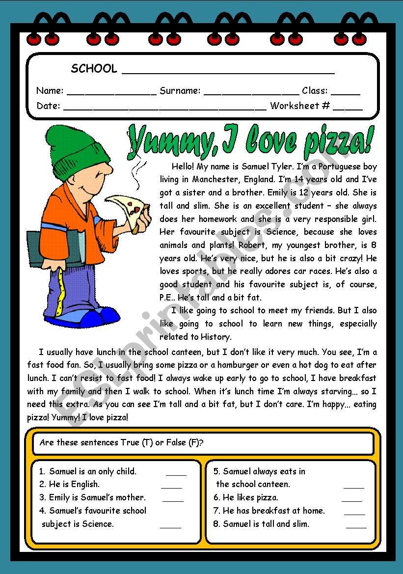 YUMMY, I LOVE PIZZA! ( 2 PAGES )