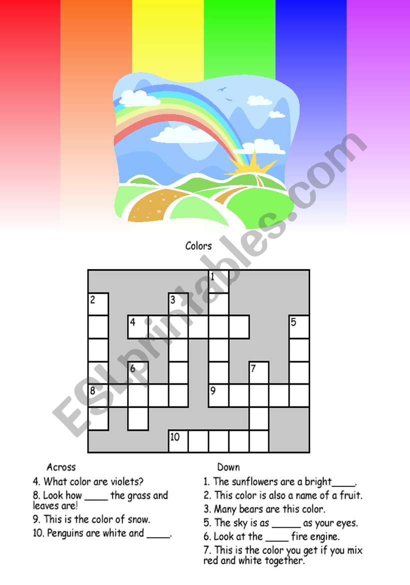 crossword worksheet