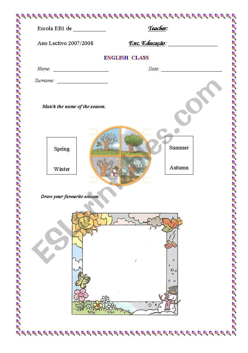 Seasons worksheet