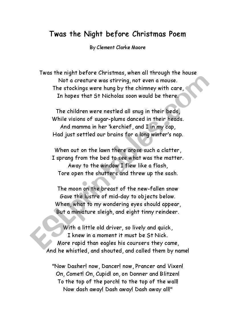 The Night Before Christmas worksheet