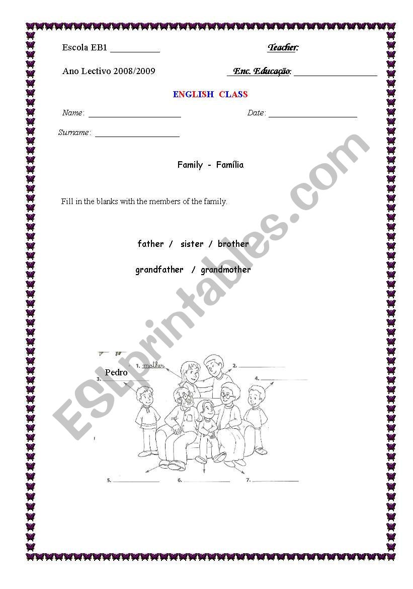 family worksheet