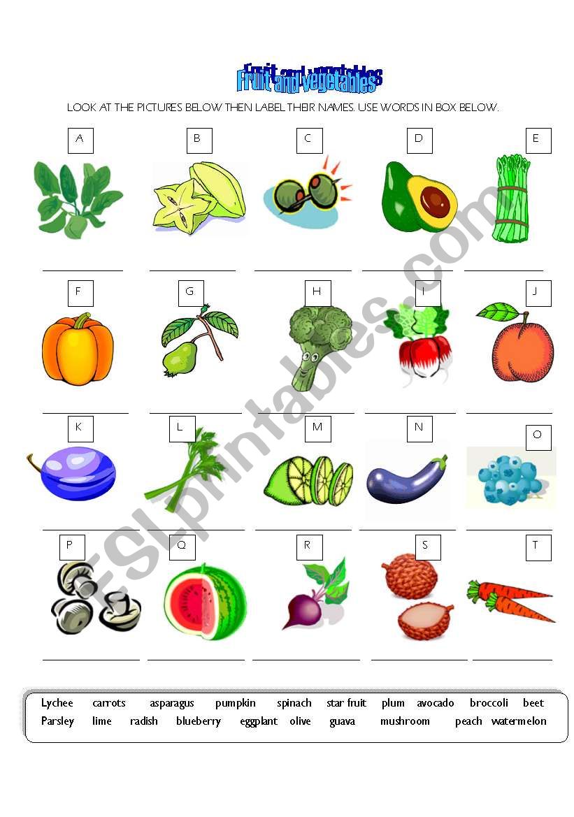 Fruit and Vegetables worksheet