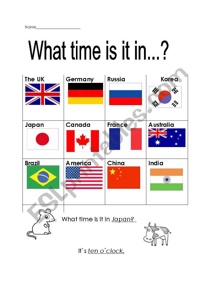 What time is it in... worksheet