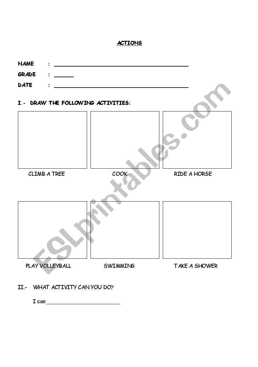 ACTION ACTIVITY worksheet