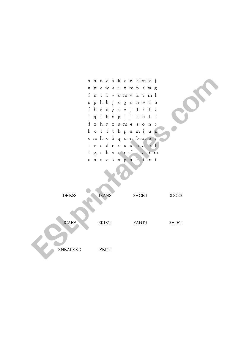 Clothes puzzle worksheet