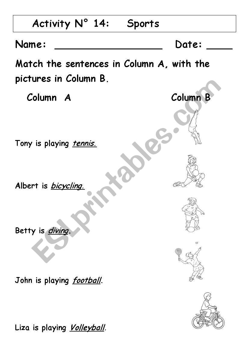 Sports worksheet