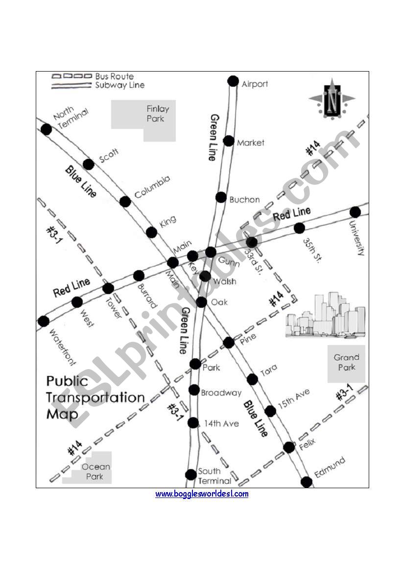 subway direction worksheet