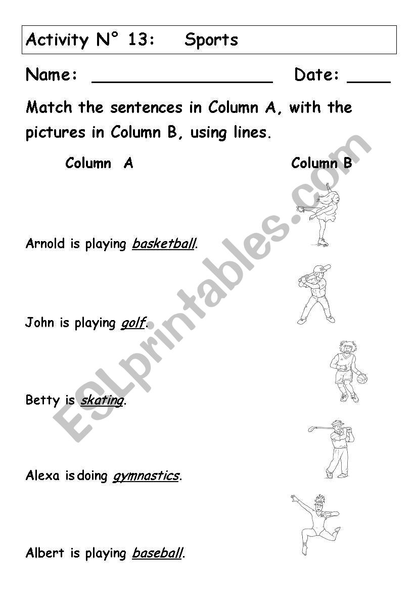 Sports worksheet