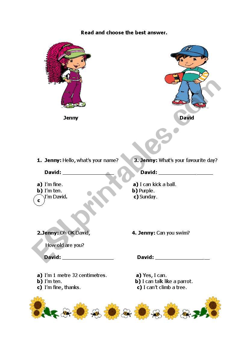 Starters Reading worksheet