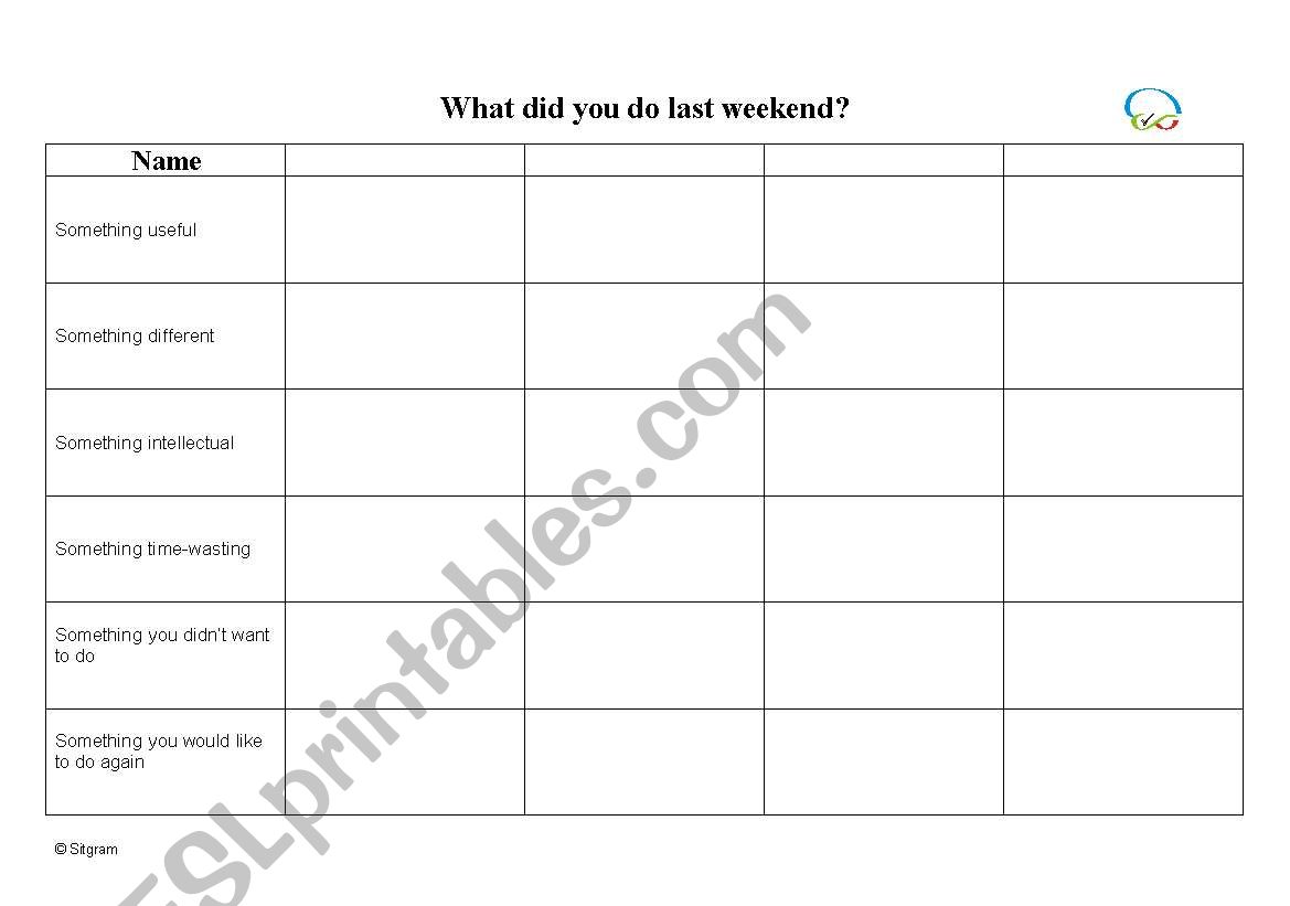Simple Past - Last Weekend worksheet
