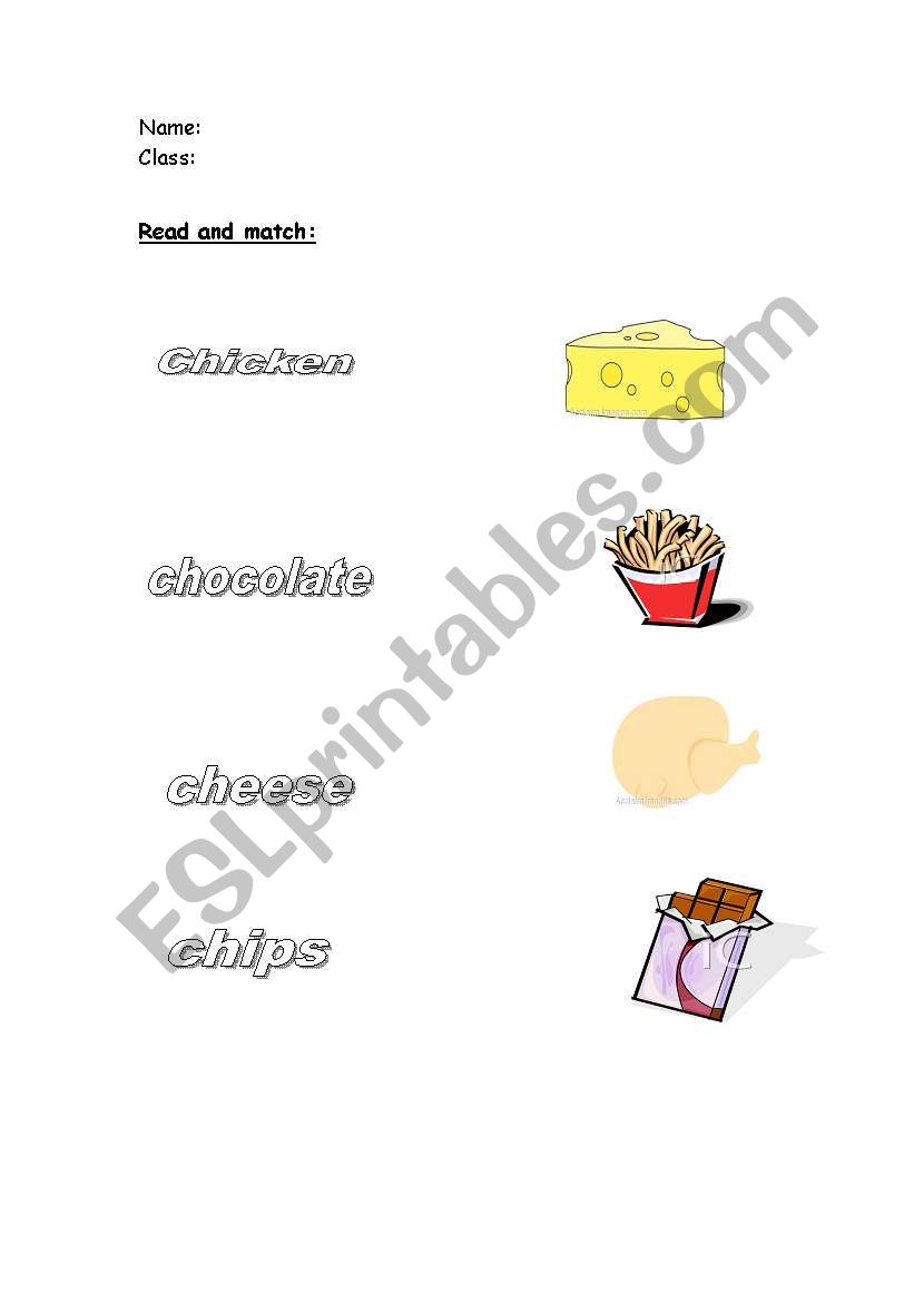 foods worksheet