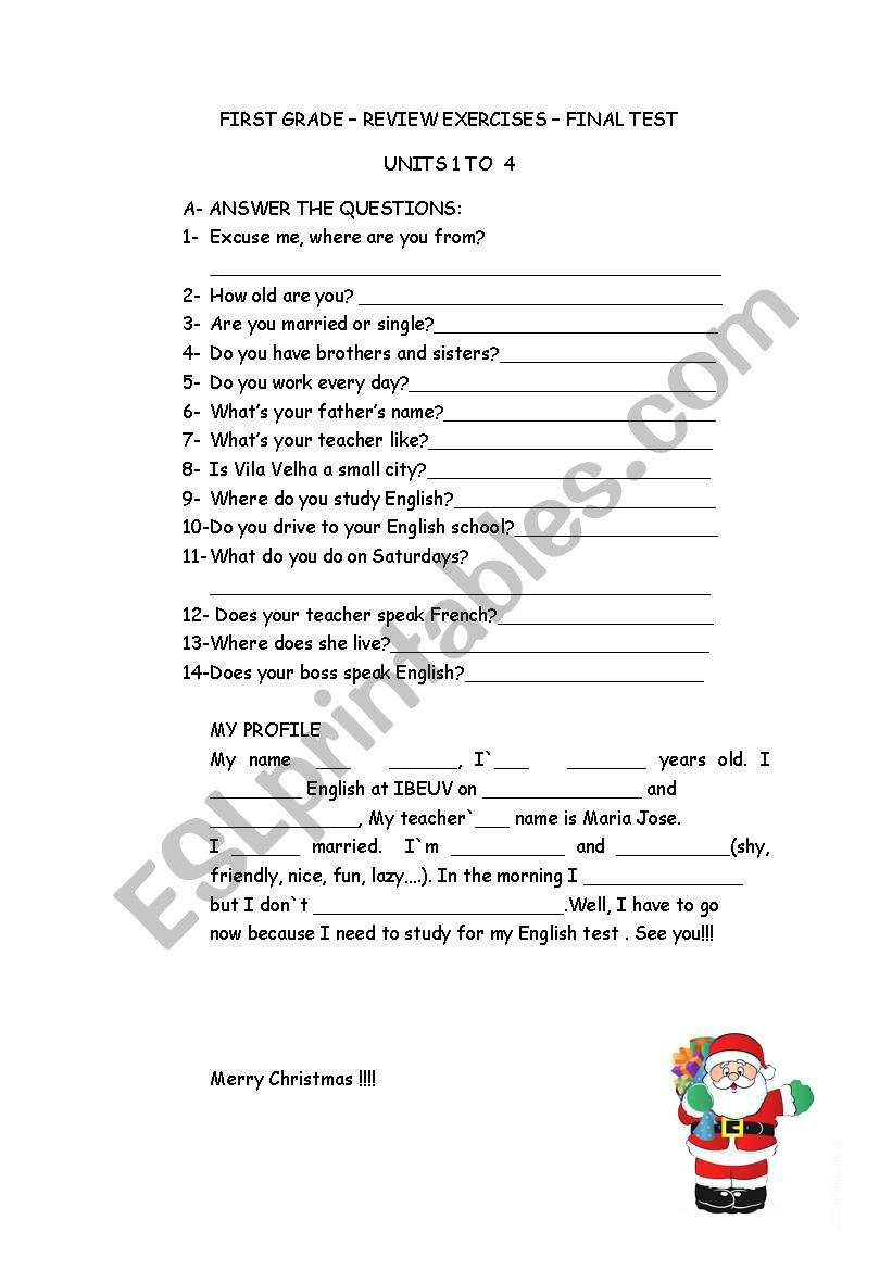 personal info quiz worksheet