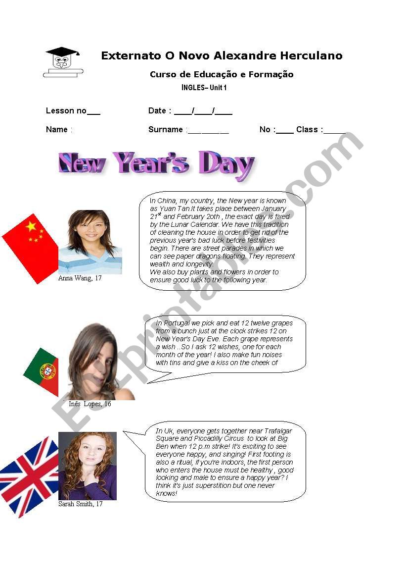 New Years _teens worksheet