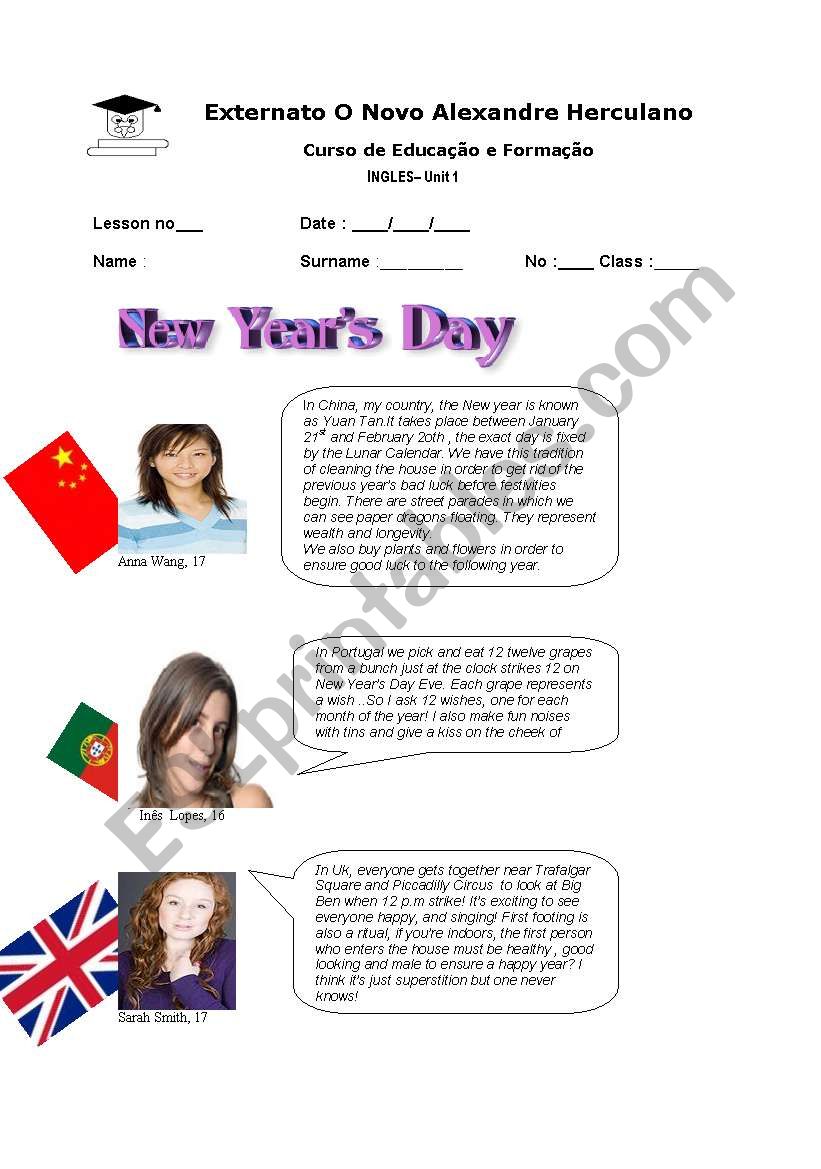 New YearÂ´s _teens worksheet