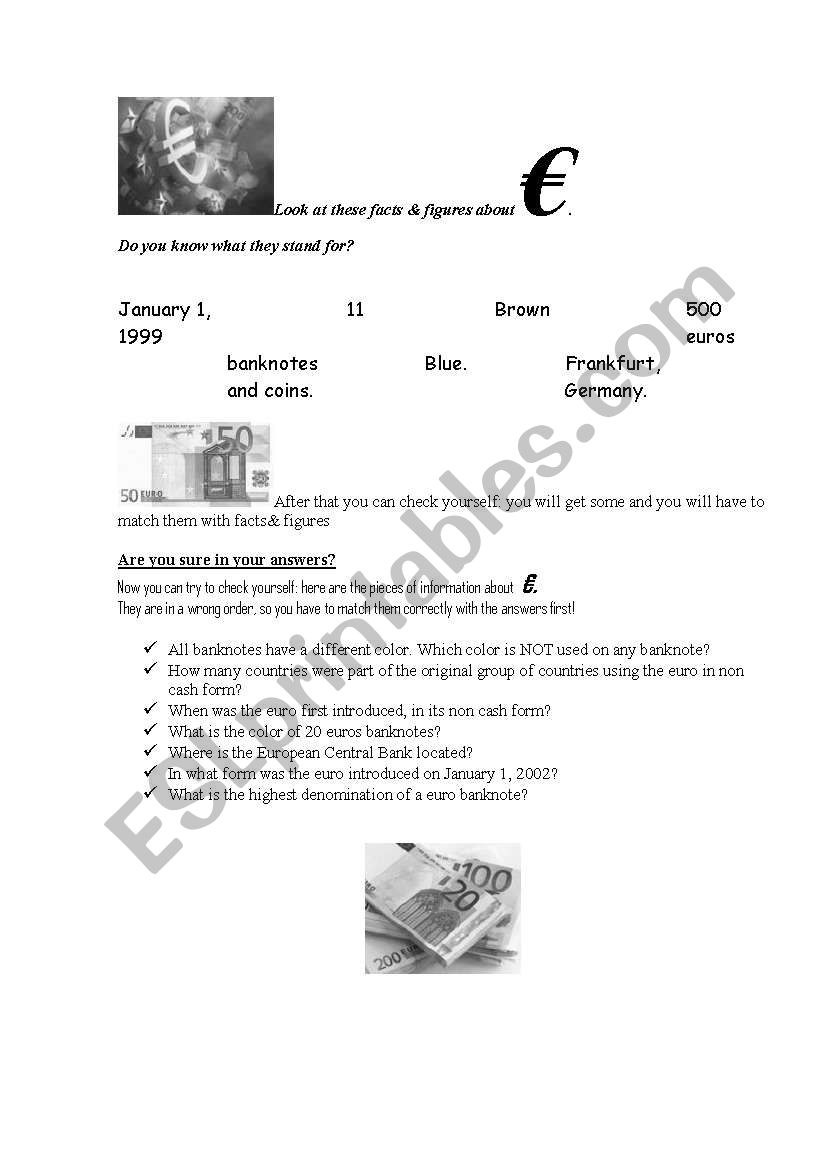 Euro introduction worksheet