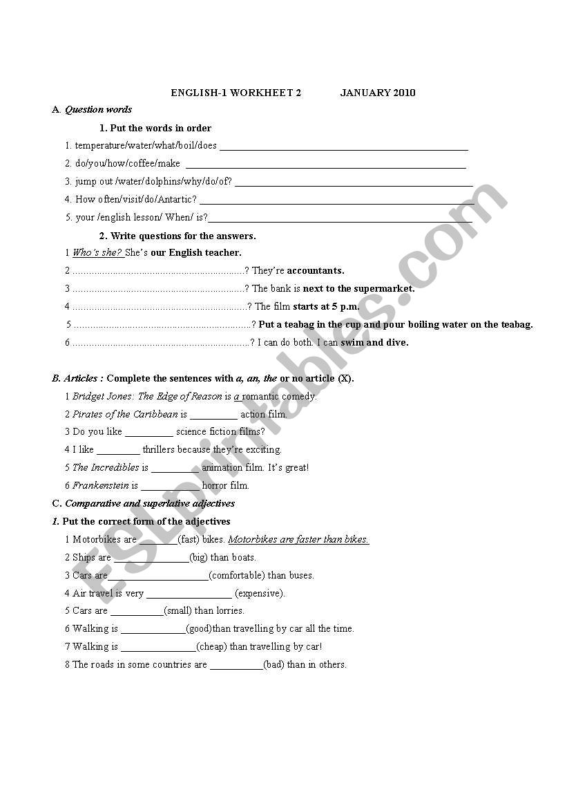 revision worksheet