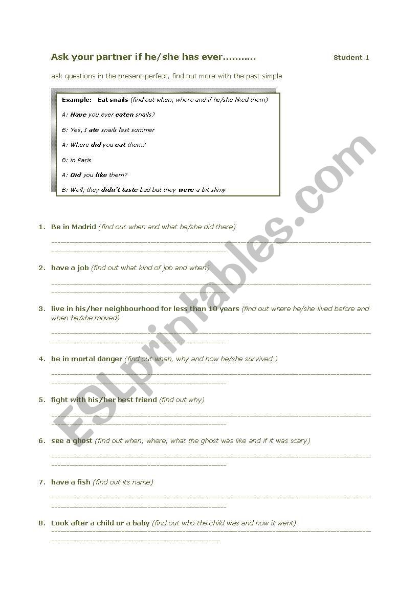 Have you ever... worksheet