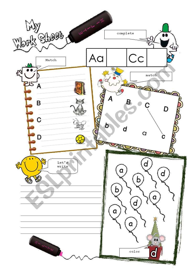 Alphabets work sheet worksheet