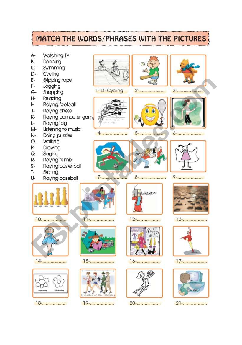 activities worksheet