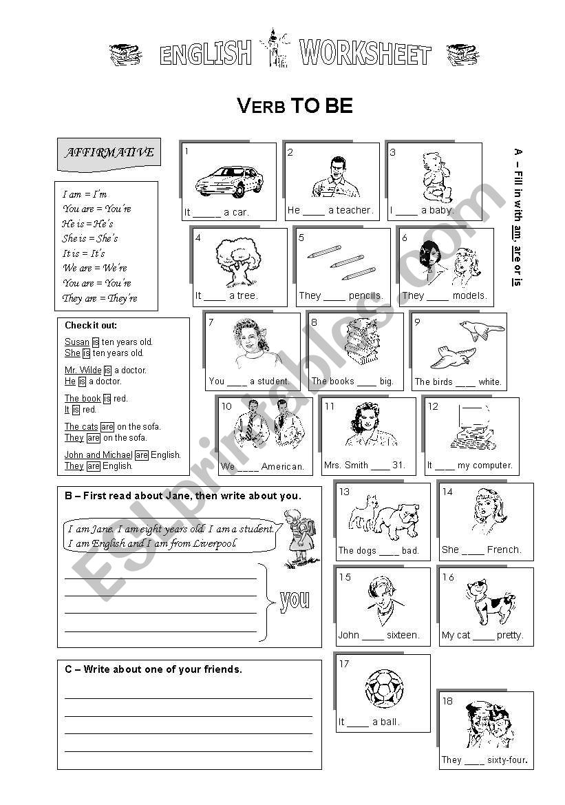 To Be (affirmative form) worksheet