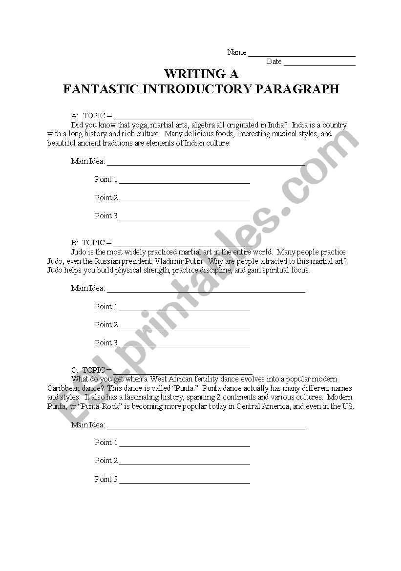 Writing a Fantastic Introductory Paragraph