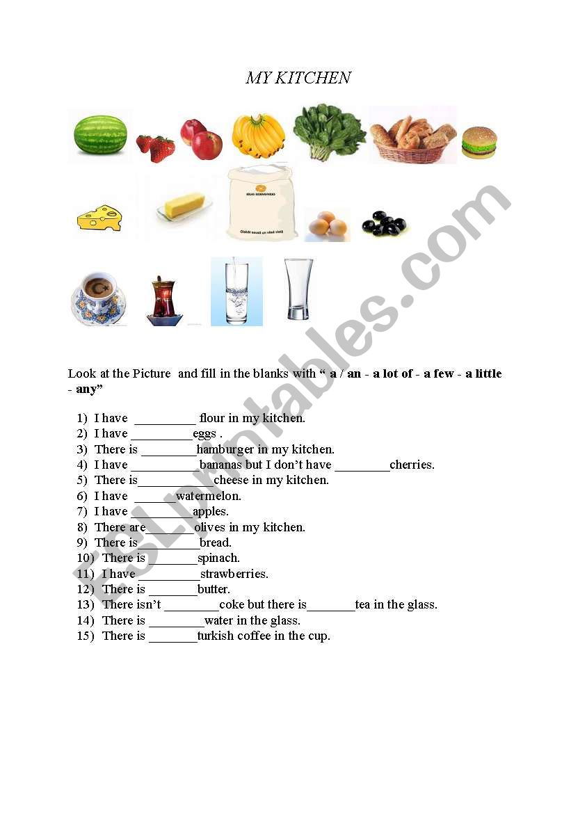 foods and drinks with determiners