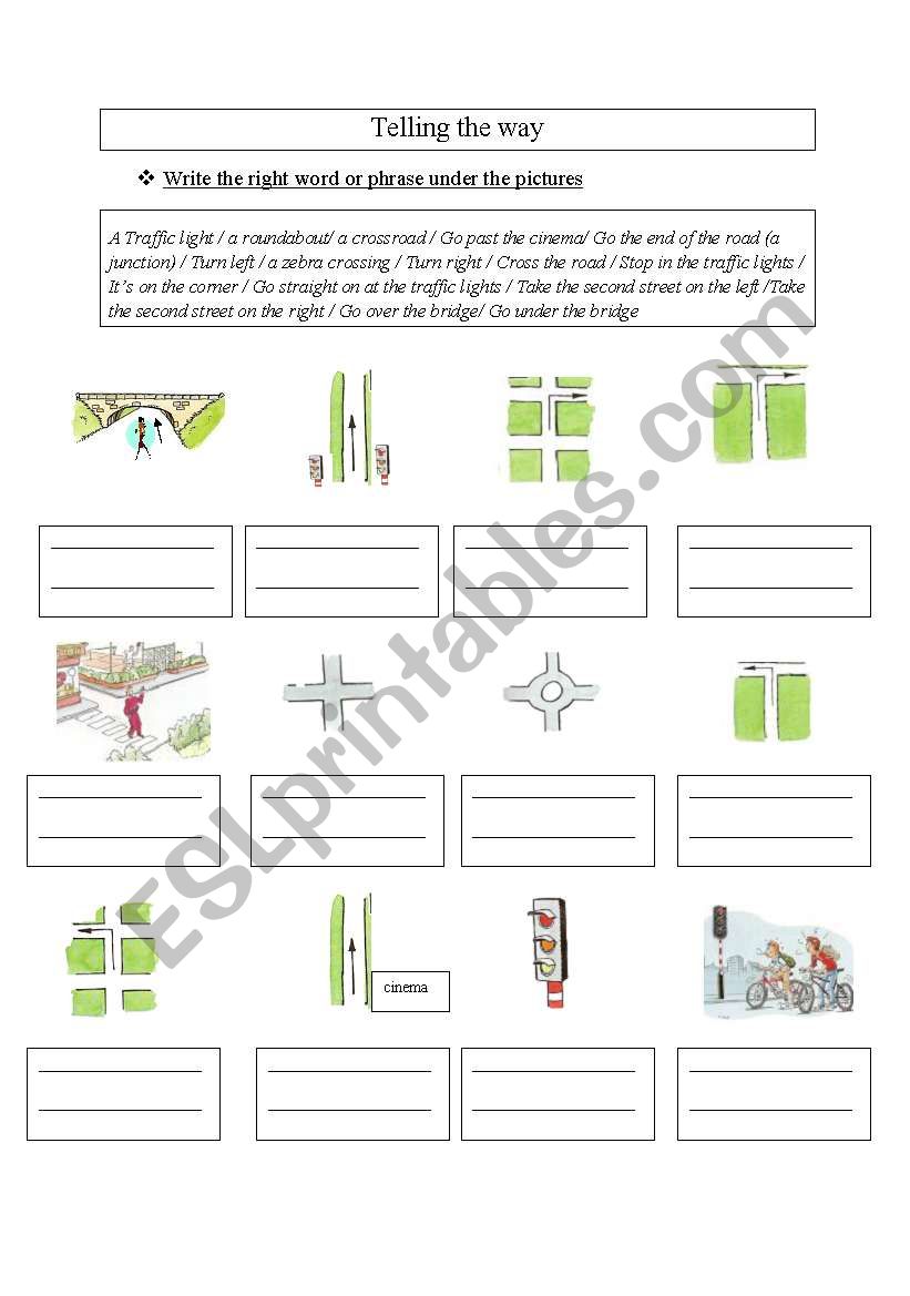 Telling the way worksheet